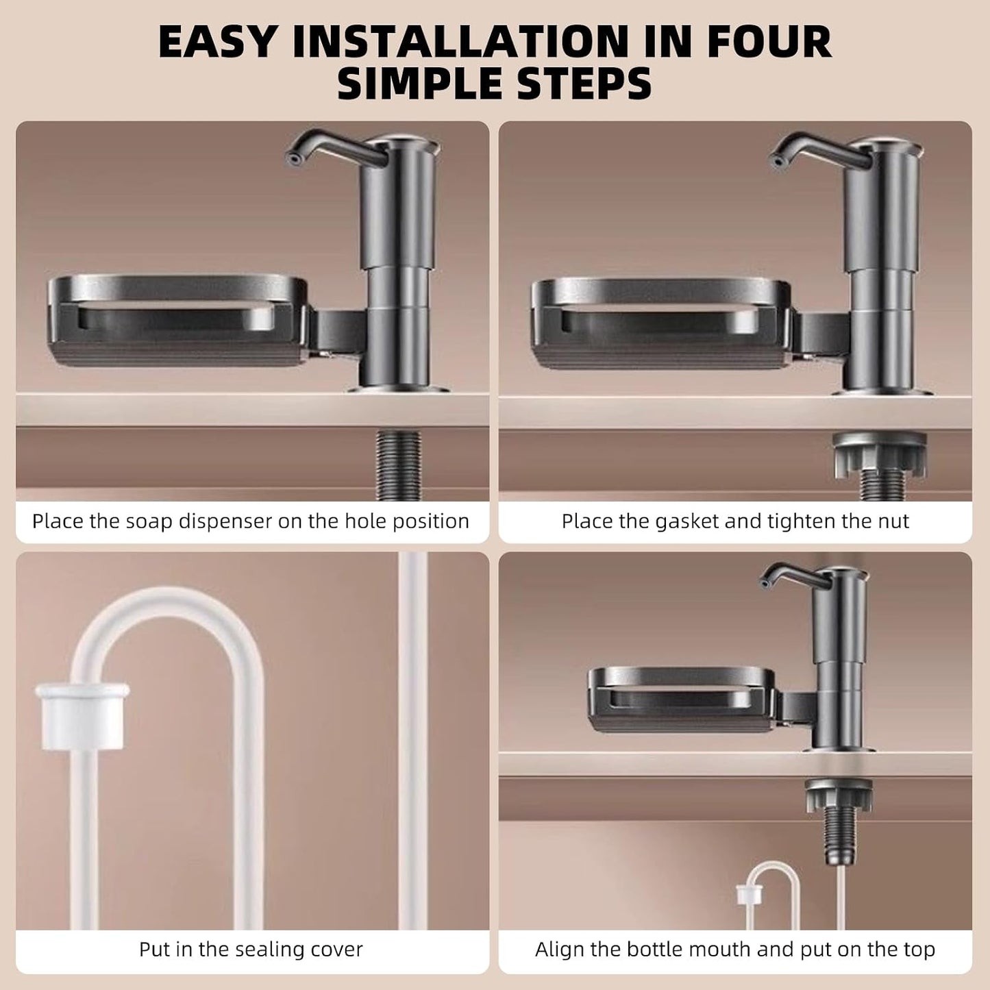 Soap Dispenser for Kitchen Sink, Built in Soap Dispenser Pump with Sponge Holder