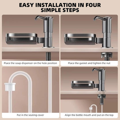 Soap Dispenser for Kitchen Sink, Built in Soap Dispenser Pump with Sponge Holder