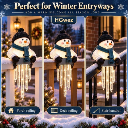 Snowman Icicle Light Decor, Outdoor Christmas LED Holiday Porch Lights