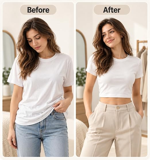 5 Pack Crop Top Tuck Band, Adjustable Elastic Shirt Cropping Band  Tucking Shirts Sweater