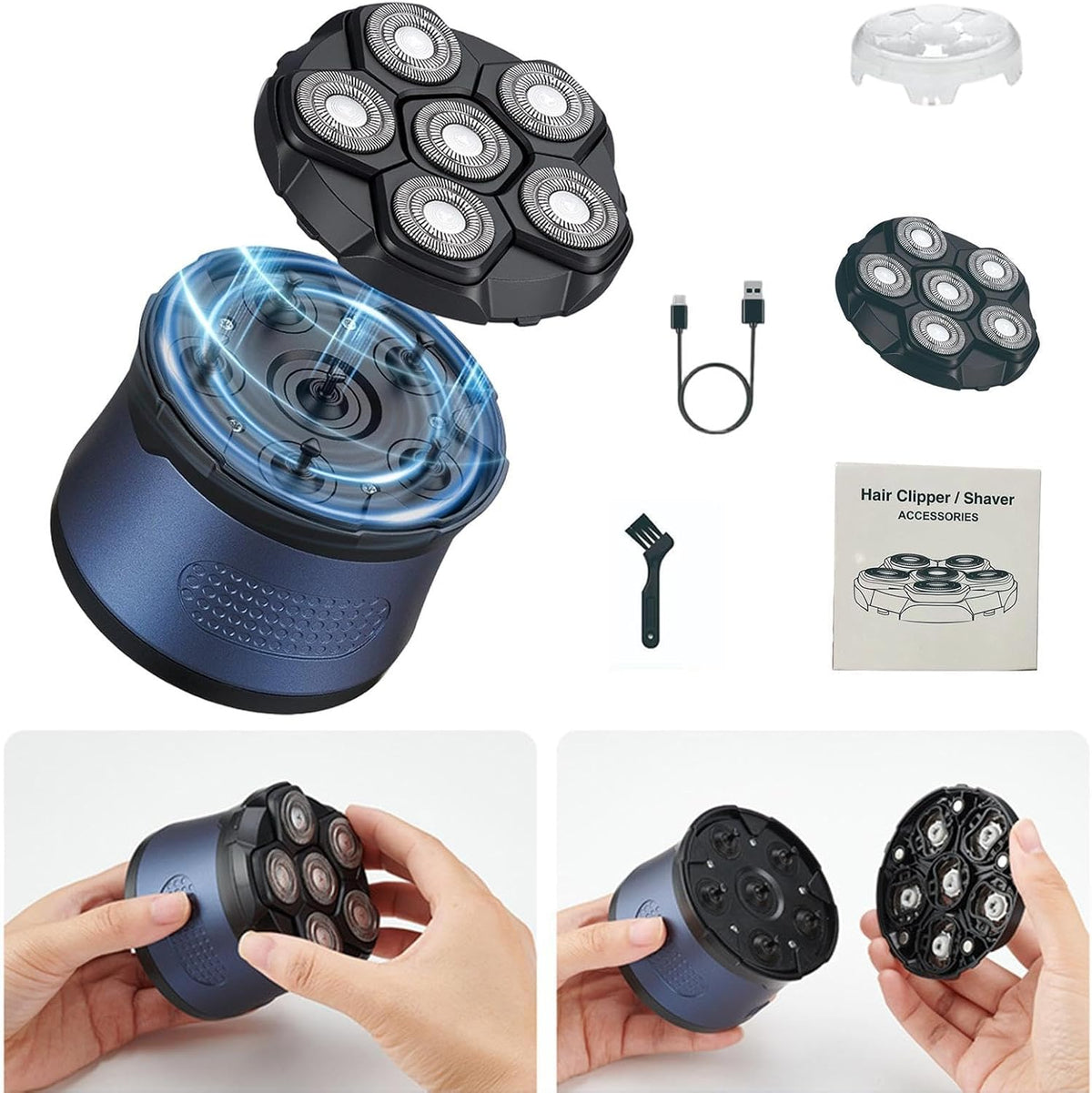 New Bald Head Shaver LED Display Waterproof Rechargeable Long Battery