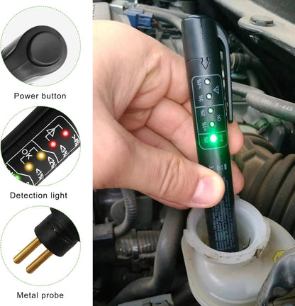 Brake Fluid Liquid Tester Pen, Vehicle High-Precision Hydraulic Liquid Oil Moisture Analyzer with 5 LED Indicators