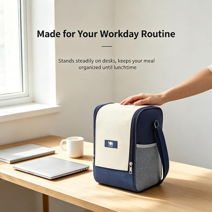 3 Layer Thermal Lunch Tote with Multi Pockets,Insulated Lunch Box Bag with Adjustable Shoulder Strap