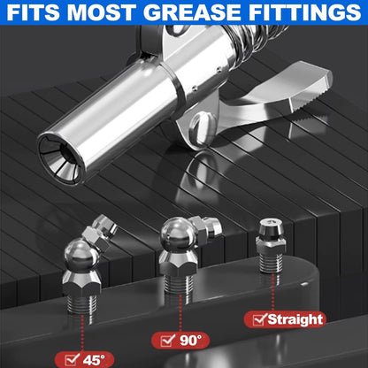 Quick Lock Double Handles Grease Gun Tip with 6 Thickened Claws, Compatible with All Grease Guns