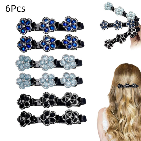 6PCS Sparkling Crystal Stone Braided Hair Clips Rhinestone Hair Clips Hair Braid Clips