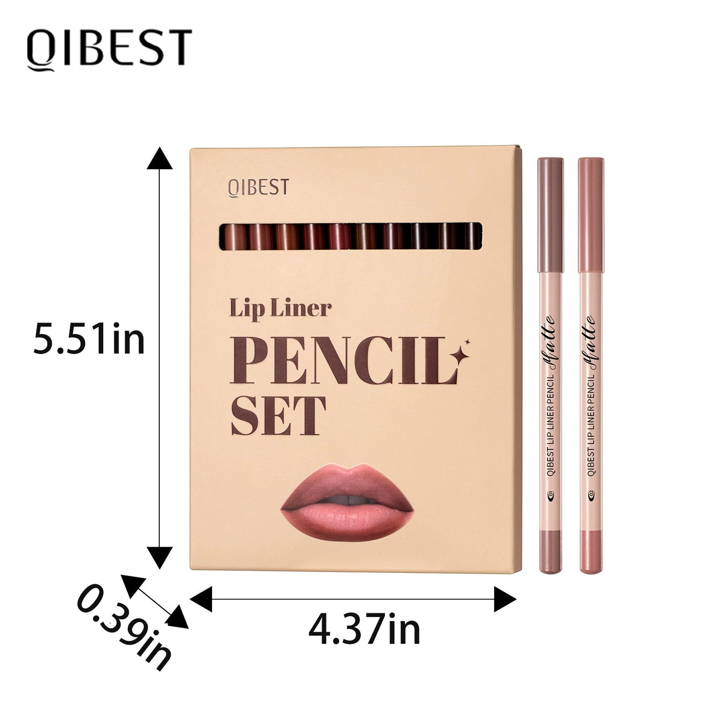 12-Color Matte Lipstick & Lip Liner Set (Wood-Cased)