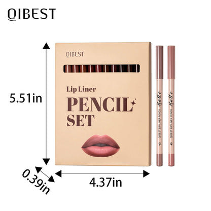 12-Color Matte Lipstick & Lip Liner Set (Wood-Cased)