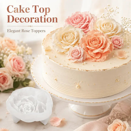 2PCS Food-Safe Anti-Adhesive Silicone Rose-Heart Mold Set
