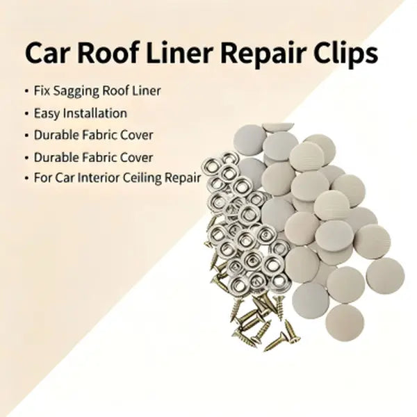 50Pcs Car Roof Headliner Repair Buttons, Fabric Covered Retainer Screws, Auto Ceiling Liner Fixing Snap Fastener Clips