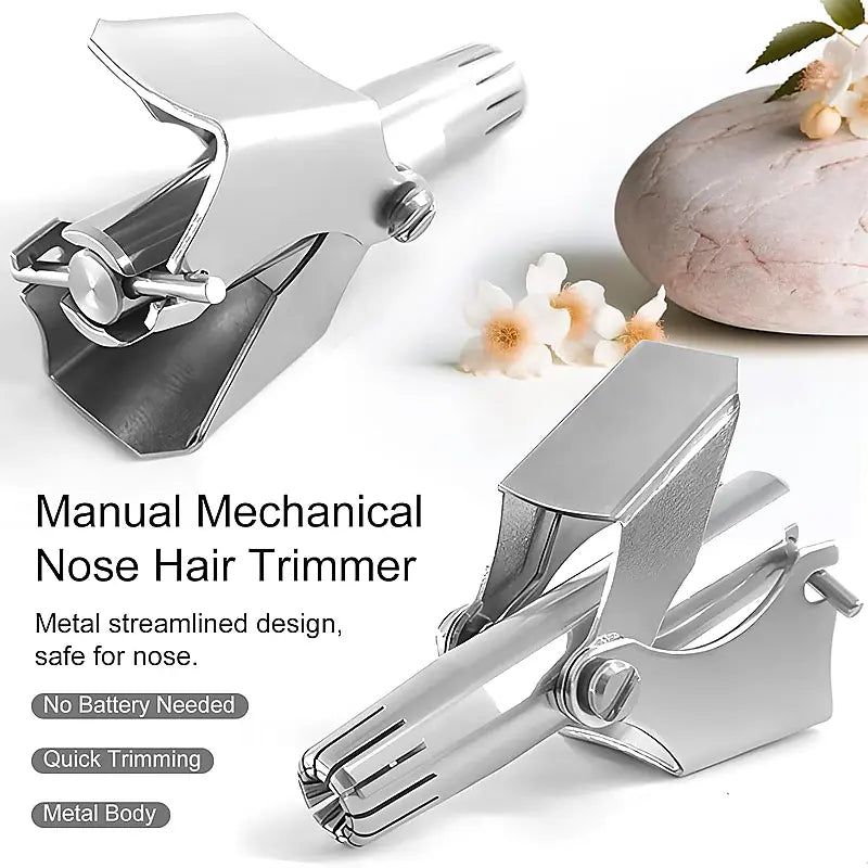 2Pcs Stainless Steel Manual Nose Hair Trimmer for Men & Women