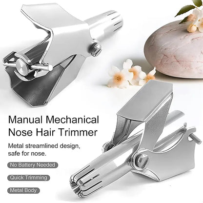 2Pcs Stainless Steel Manual Nose Hair Trimmer for Men & Women