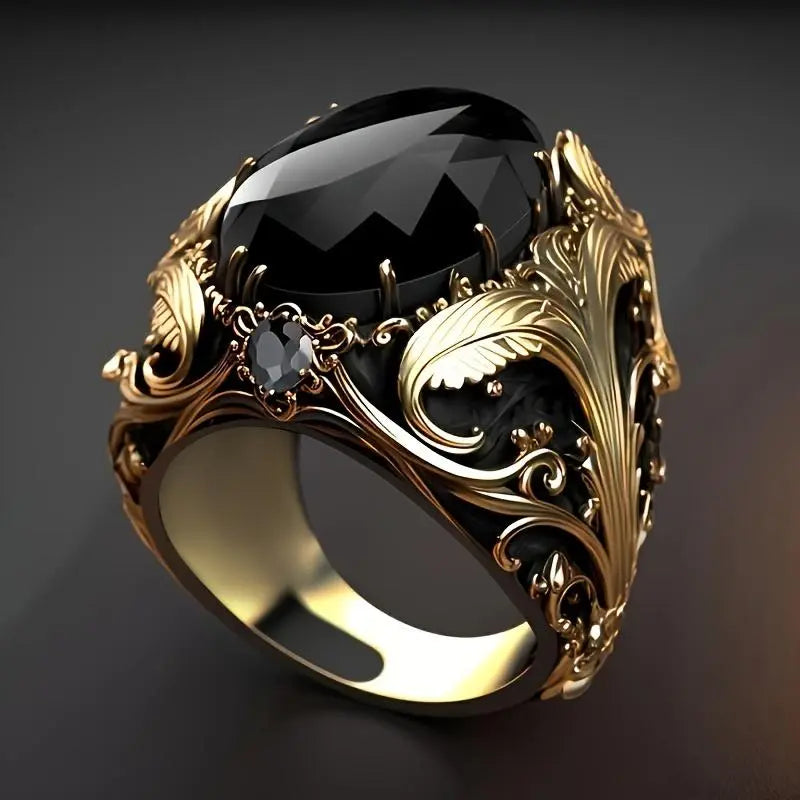 Wizard Vintage Men's Marquise Cut Ring Filigree Motifs