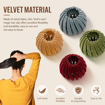4Pcs Bird Nest Hair Claw Clips - Retractable Bun Maker Claw Clip