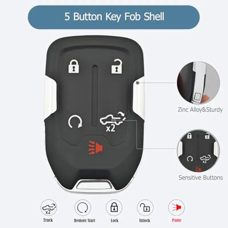 Replacement Key Fob Cover Shell fit for Chevy Silverado GMC Sierra 1500 2500HD 3500HD 2017-2022 Keyless Entry Remote Control Key Fob Case