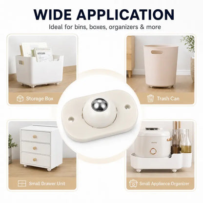 8 Pack Self-Adhesive Mini Caster Wheels, 360° Rotating Stick-On Rollers for Storage Boxes, Small Furniture