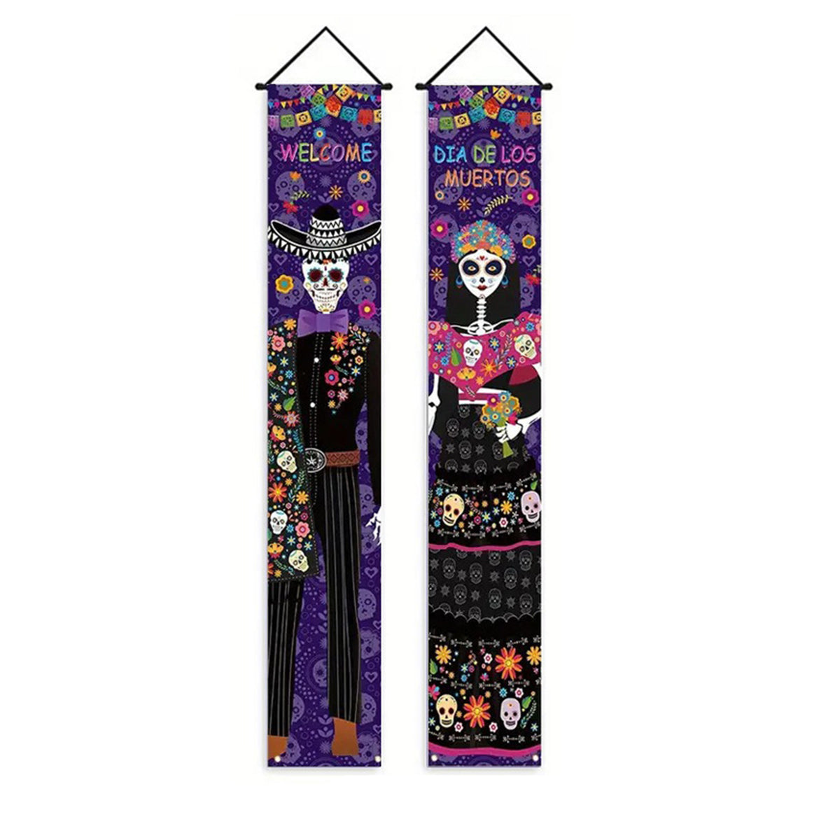 1 Set Dia De Los Muertos Decorations Porch Banner Skull Day of the Dead Party Outdoor Indoor