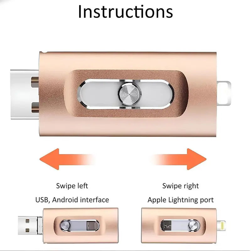 3-in-1 Flash Drive, High-Speed USB 3.0 OTG Pen Drive with Type-C Adapter
