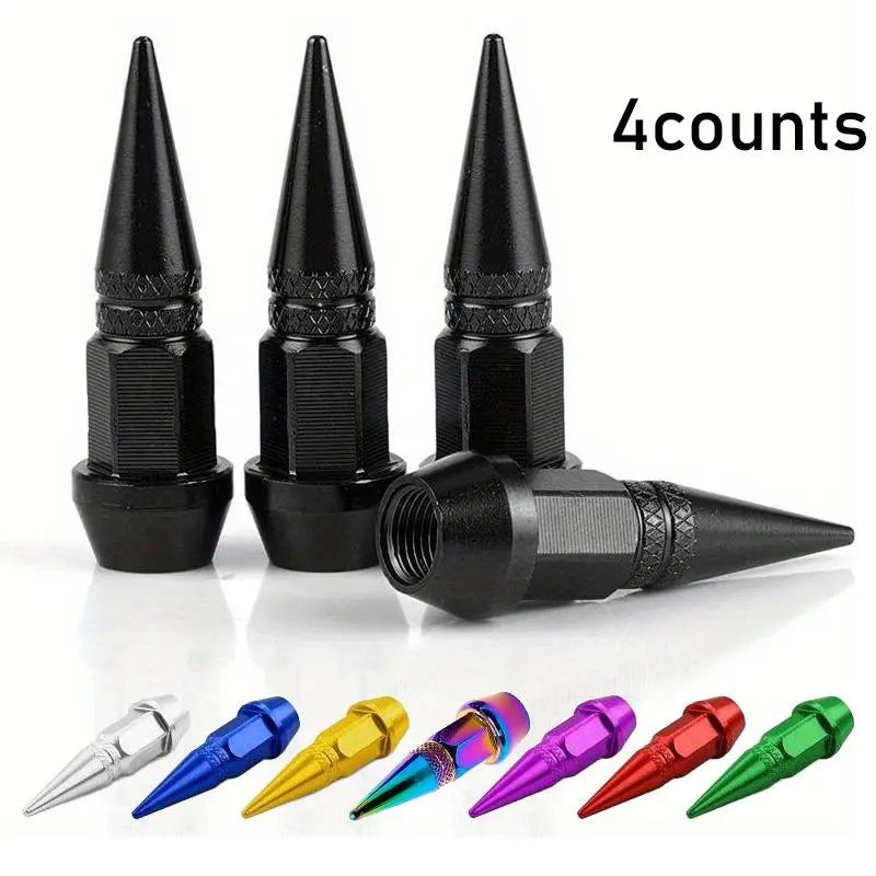 4PCS Dustproof Spiked Aluminum Tire Valve Stem Caps