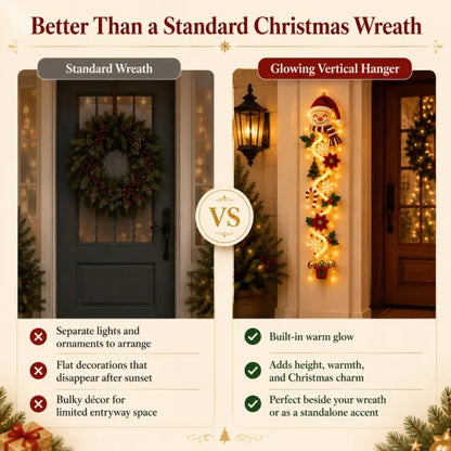 Light‑Up Glowing Christmas Door Hanger - Festive Home Decor