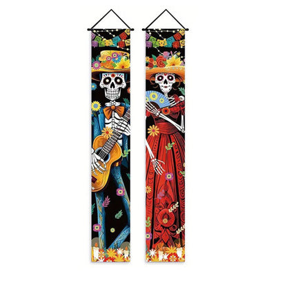 1 Set Dia De Los Muertos Decorations Porch Banner Skull Day of the Dead Party Outdoor Indoor