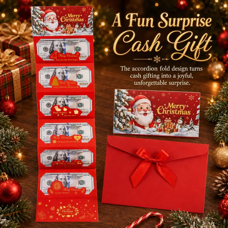 2Pack Christmas Cash Gift Card Holder, Money Holder with Santa Envelope with 6 Slots
