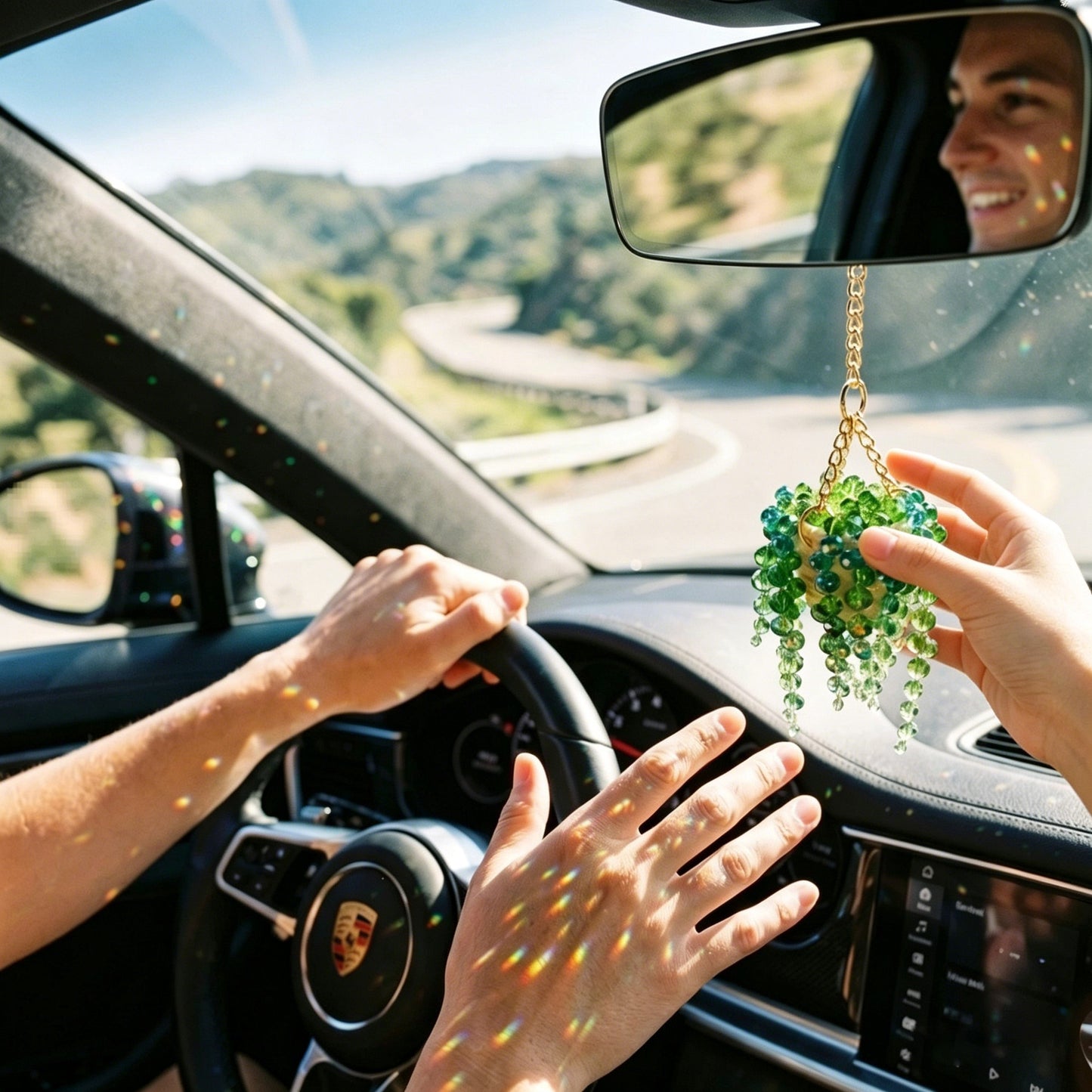 Sun-Kissed Beaded Succulent Car Charm
