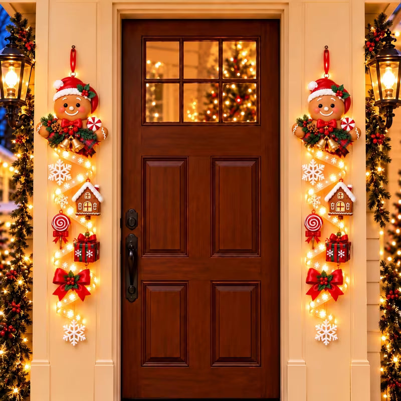 New Light‑Up Glowing Christmas Door Hanger - Festive Home Decor