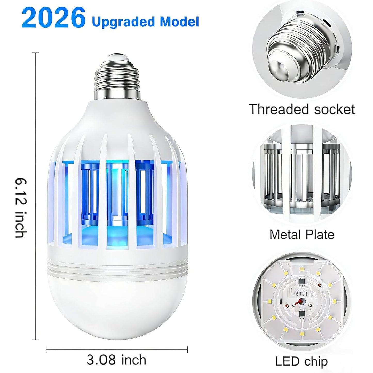 2 PCS Bug Zapper Light Bulb 2-in-1 Indoor Mosquito Zapper Gnat Trap