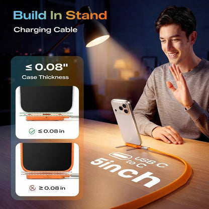 240w Stand Data Cable Invisible Foldable Holder Charger Cable with Stand,5 FT USB C to USB C Fast Charging Cable