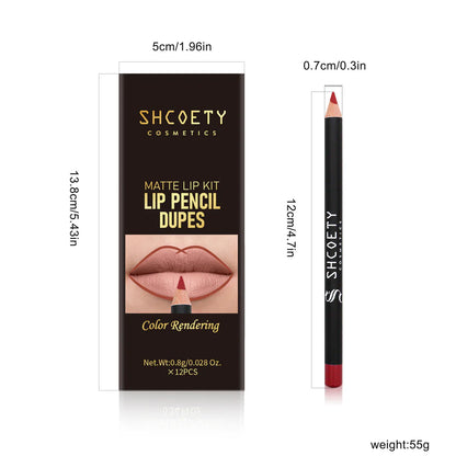 12 Colors Matte Lip Liner Set