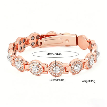 Brilliant Crystals Copper Bracelet Adjustable Pure Copper Jewelry Gift