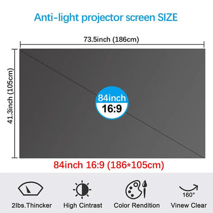 4K UHD Anti-Light Foldable Portable Projector Scree for Home Theater