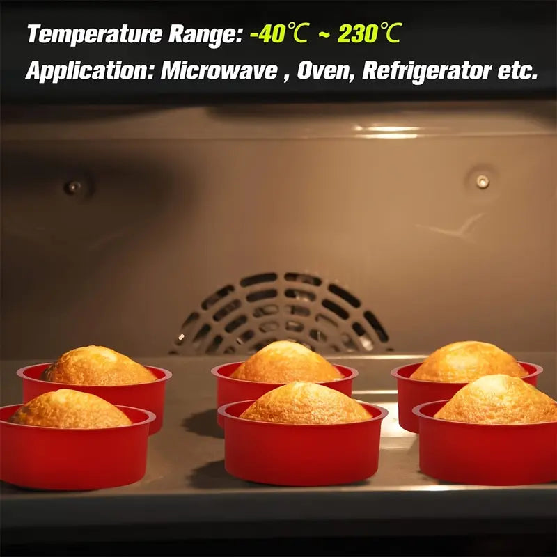 6-Piece Silicone Mini Cake Pans - 4 in Non-Stick Anti-Adhesive Muffin Cupcake Tins & Moulds