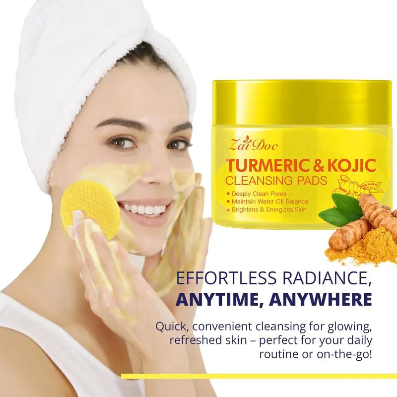 50PCS Acid & Turmeric Face Cleansing Pads – Brightening & Exfoliating Oil Control