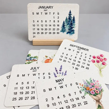 Eco-Friendly Plantable Grain Calendar 2027 with Stand