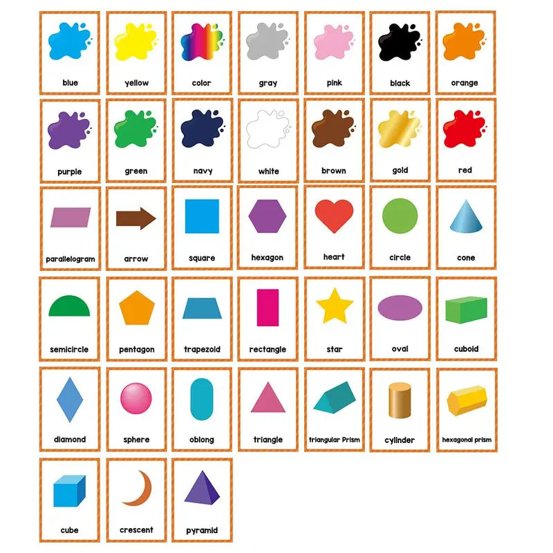 Educational Flash Card, 4 Sets (80 Cards) Colorful Fruit & Vegetable & Number & Shape Card