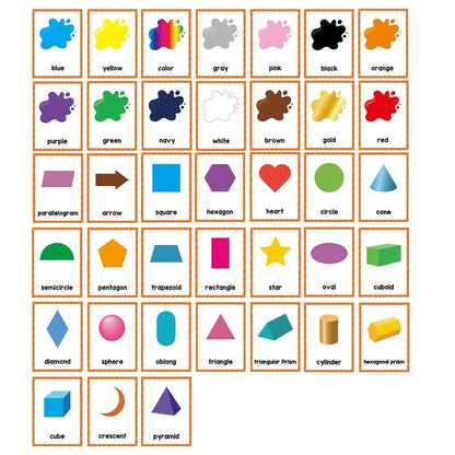 Educational Flash Card, 4 Sets (80 Cards) Colorful Fruit & Vegetable & Number & Shape Card