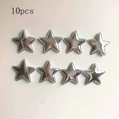 10 Pcs Silver Star-Shaped Decorative Fridge Magnets