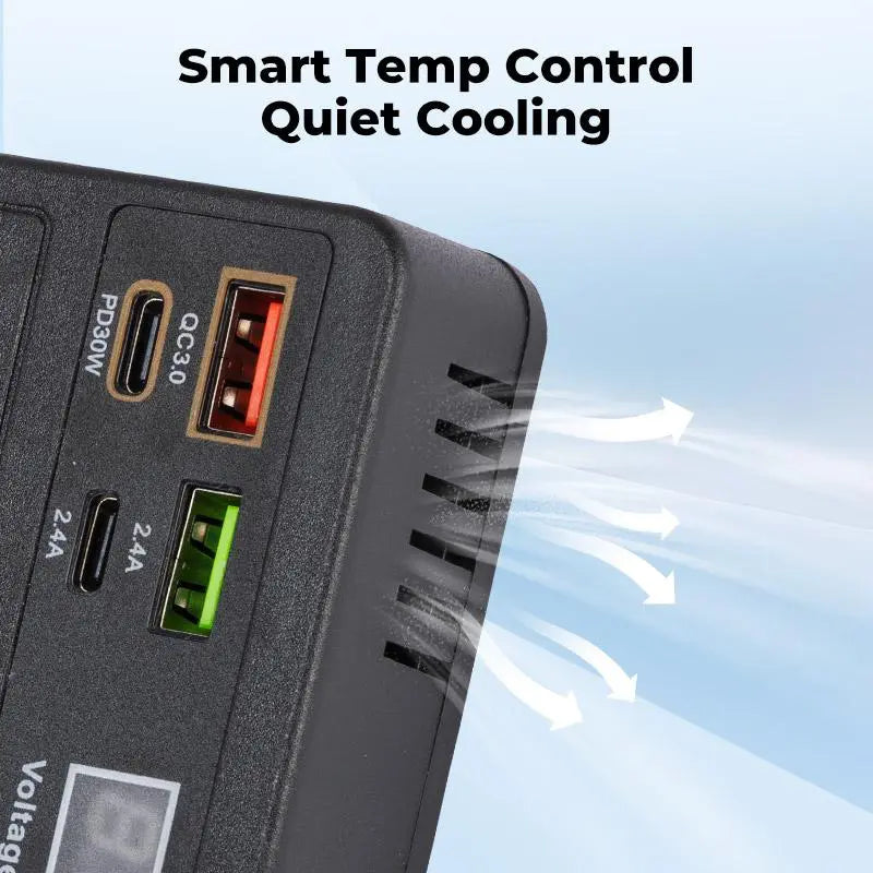 Multifunctional Car Charger with AC Outlets & USB - Inverter for Car 12/24V to 220V Fast Charging Converter