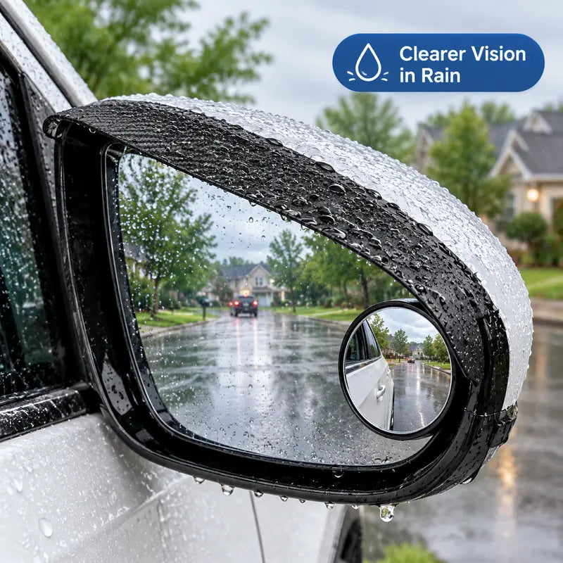 2Pcs Car Rearview Mirror Rain Visor with 360° Adjustable Blind Spot