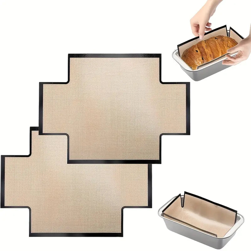 2Pcs Silicone 9.4 × 13.4 inches Bread Loaf Pan Liners Bakeware - Non-Slip, Food-Safe Baking Mats