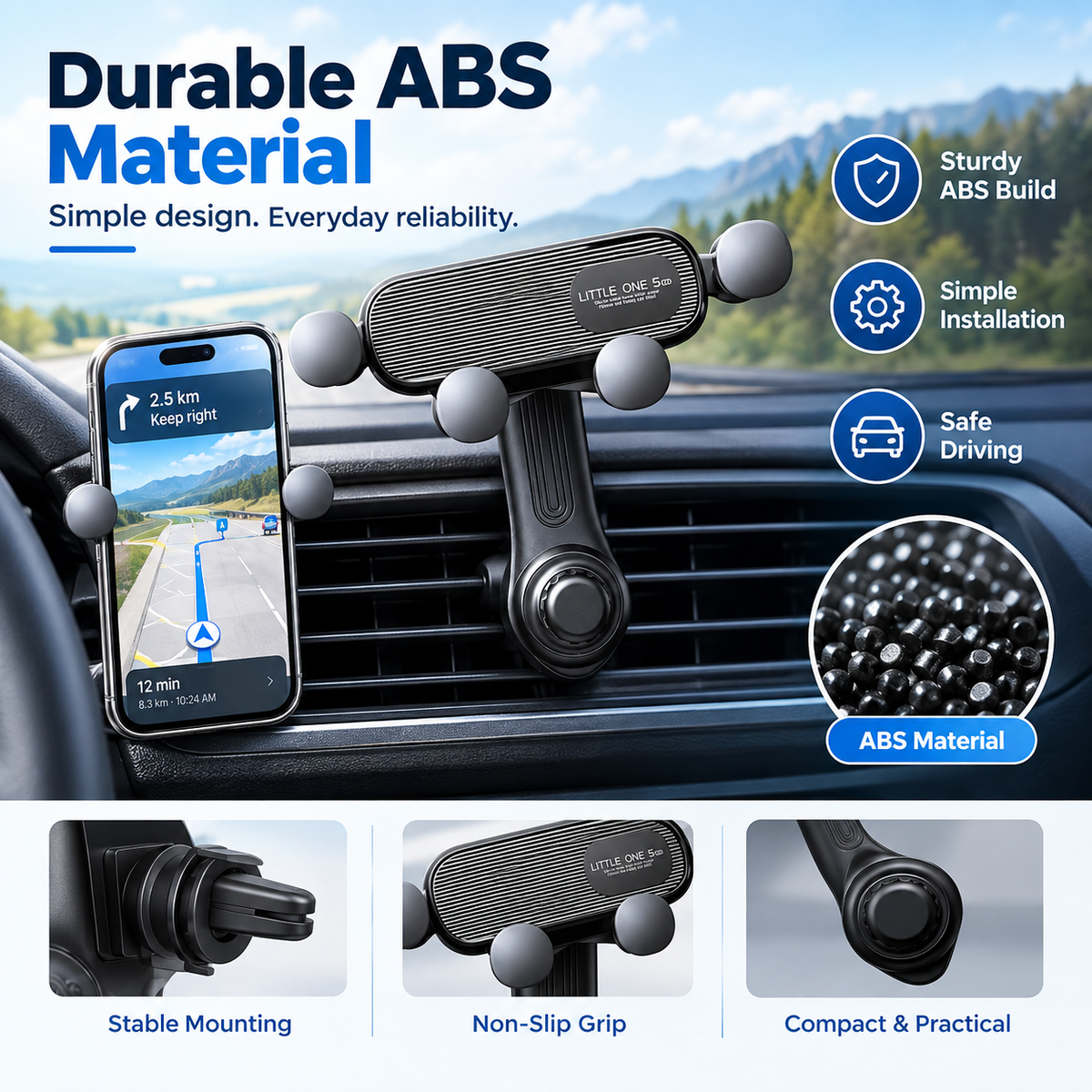 2Pcs Car Phone Holder ABS Car Vent Phone Mount Universal Gravity Link Air Vent Clip Design