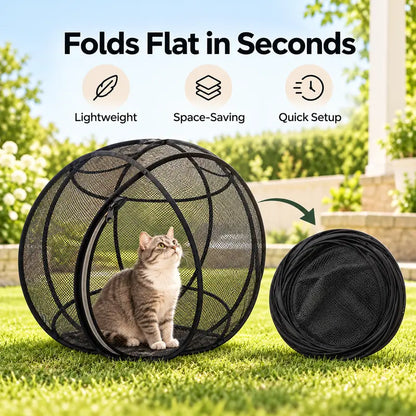 Collapsible Cat Rolling Playpen - Breathable Mesh Outdoor Pet