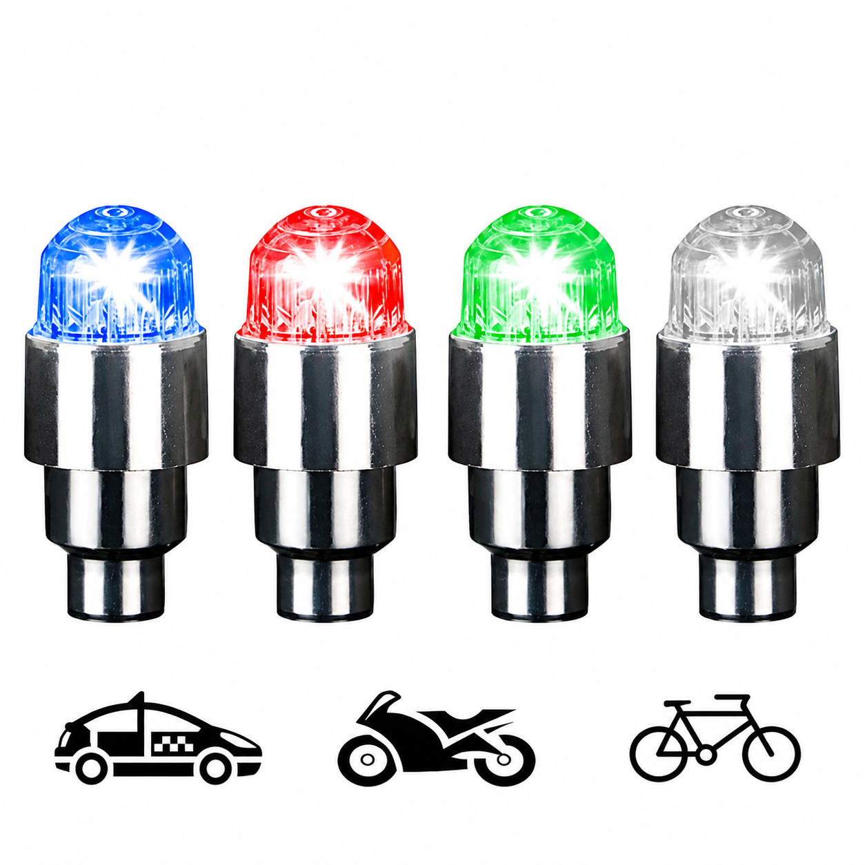 4 Pack LED Tire Lights for Car Trucks Valve Stem Cap Bike Golf Cart