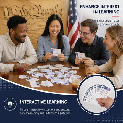 Portable US Citizenship Flash Cards 2026, with 128 Civics Questions and English Literacy Content for Naturalization Test