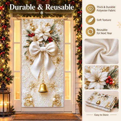 Christmas Door Decorations for Front Door, Fits Standard Door (90x200cm/35x79in)