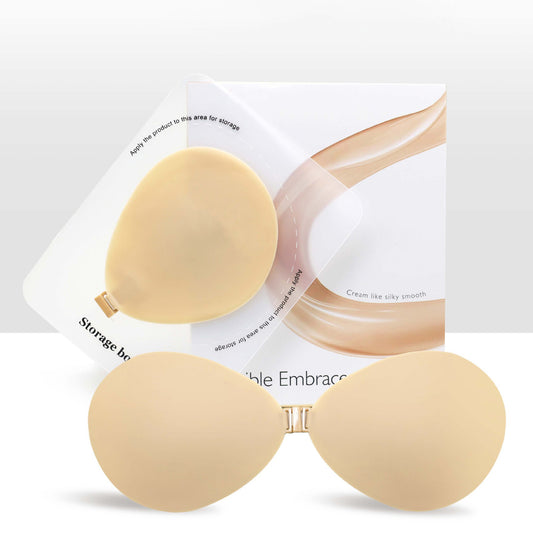 1 Pair Silicone Sticky Bra -Strapless with Nipple Cover & Storage Board