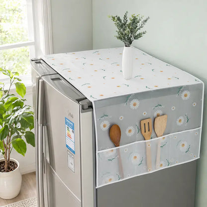 3Pcs Multipurpose Refrigerator Dust Cloth Proof Cover With Storage Pockets Bags