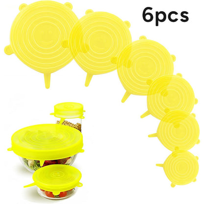 6PCS Silicone Stretch Lids, Durable & Eco-Friendly Elastic Lids