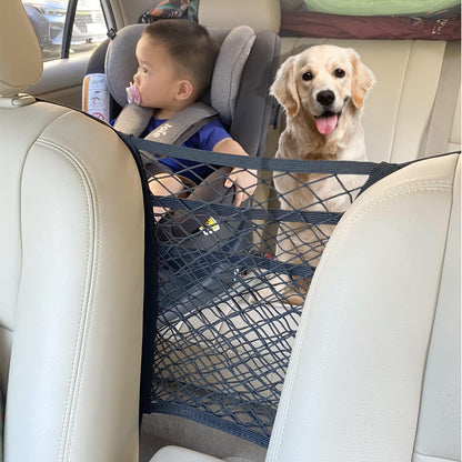 3-Layer Car Mesh Organizer, Seat Back Net Bag, Barrier of Backseat Pet Kids